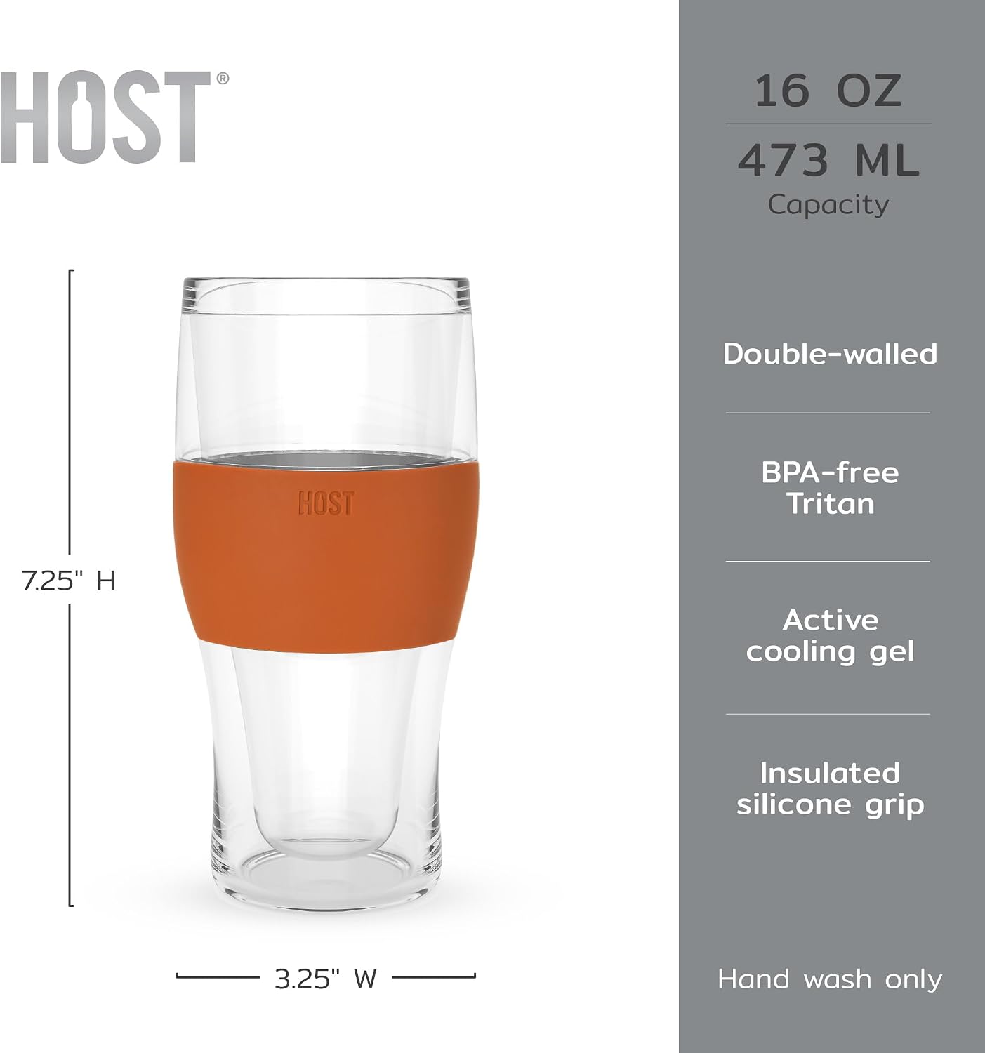 Host FREEZE Beer Glasses, Frozen Beer Mugs, Freezable Pint Glass Set, Insulated Pint Glass to Keep Your Drinks Cold, Double Walled Insulated Glasses