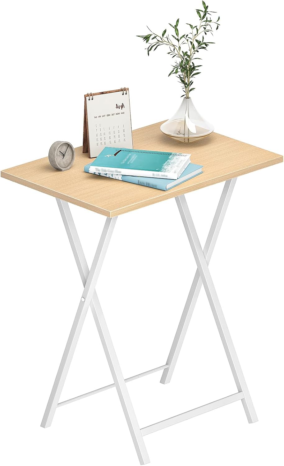 HOOBRO Folding TV Tray Tables, Set of 2 Side Table for Small Space, Industrial Snack Tables for Eating at Couch, Stable Metal Frame, Easy Assembly