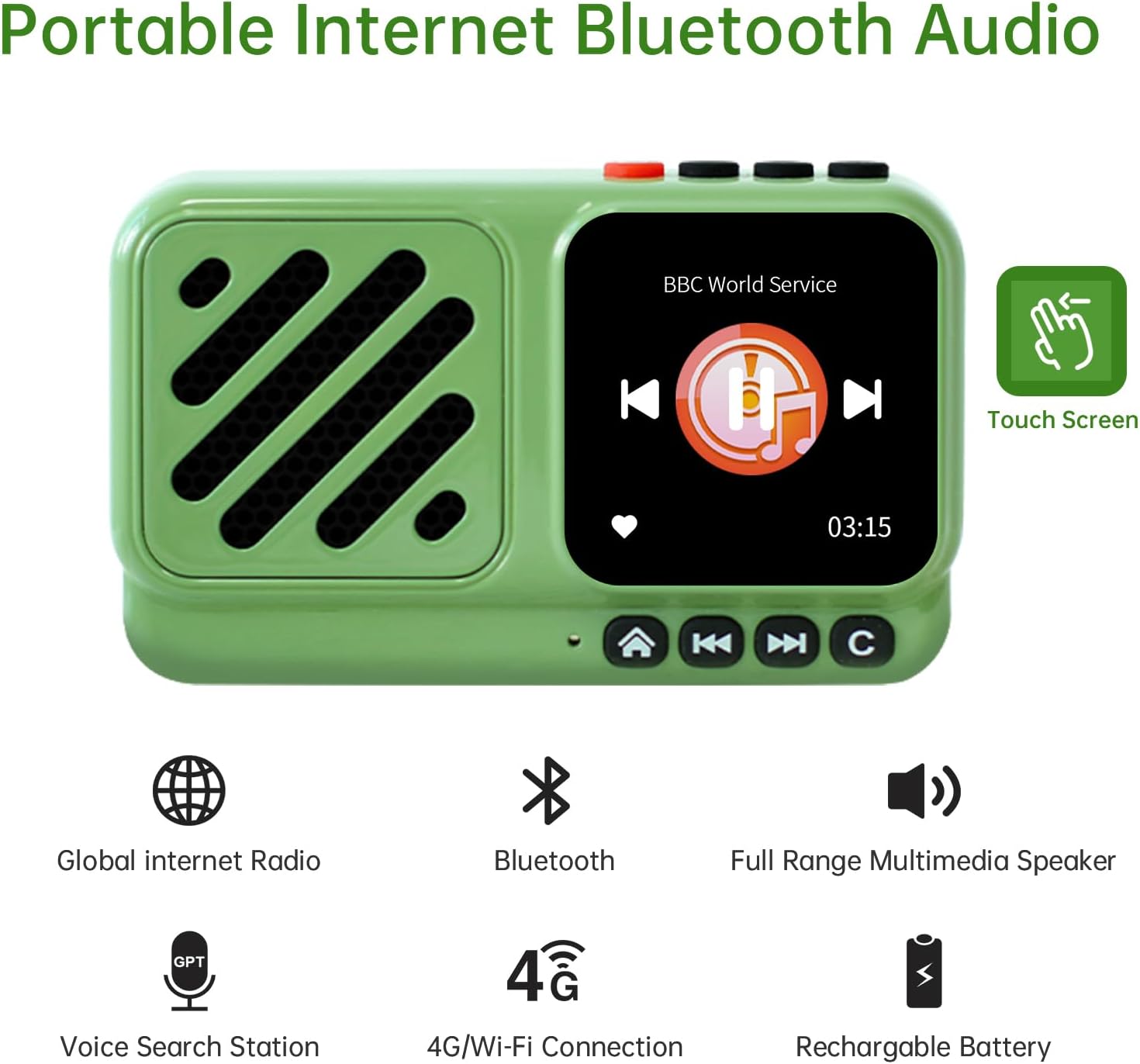 Choyong Voyager Bluetooth Speaker Wireless Internet Radio with WIFI/4G, World Radio Station, BT5.3