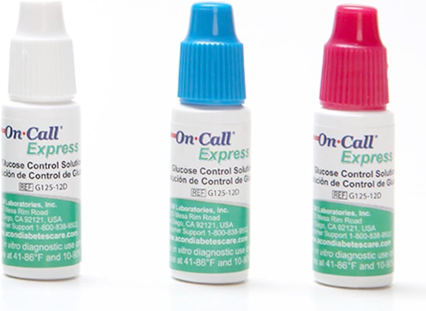 Glucose Control Solution Kit by On Call Express, Level 0, 1 & 2 for Blood Glucose Meters and Test Strips, Accuracy Check & Calibration Verification