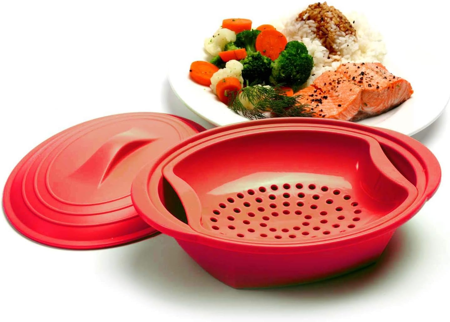 Norpro, Red Silicone Steamer with Insert, 32 oz