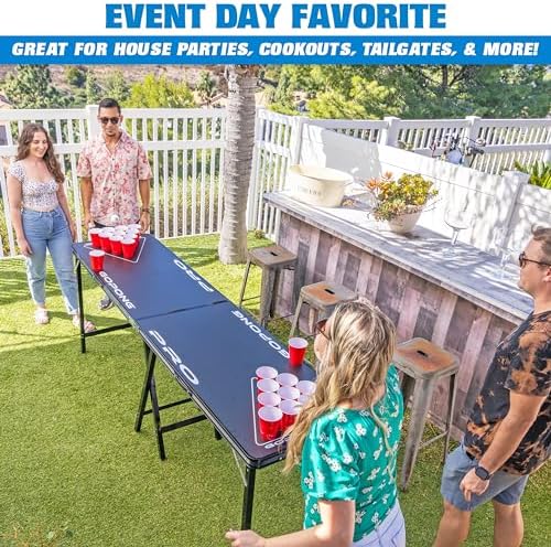 GoPong PRO 8 Foot Premium Beer Pong Table - Heavy-Duty (Black, 36-Inch Tall)