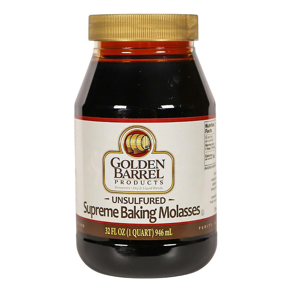 Golden Barrel Unsulfured Blackstrap Molasses, Bulk 128 oz Jug, Rich Robust Molasses for Baking, Cooking & Marinades