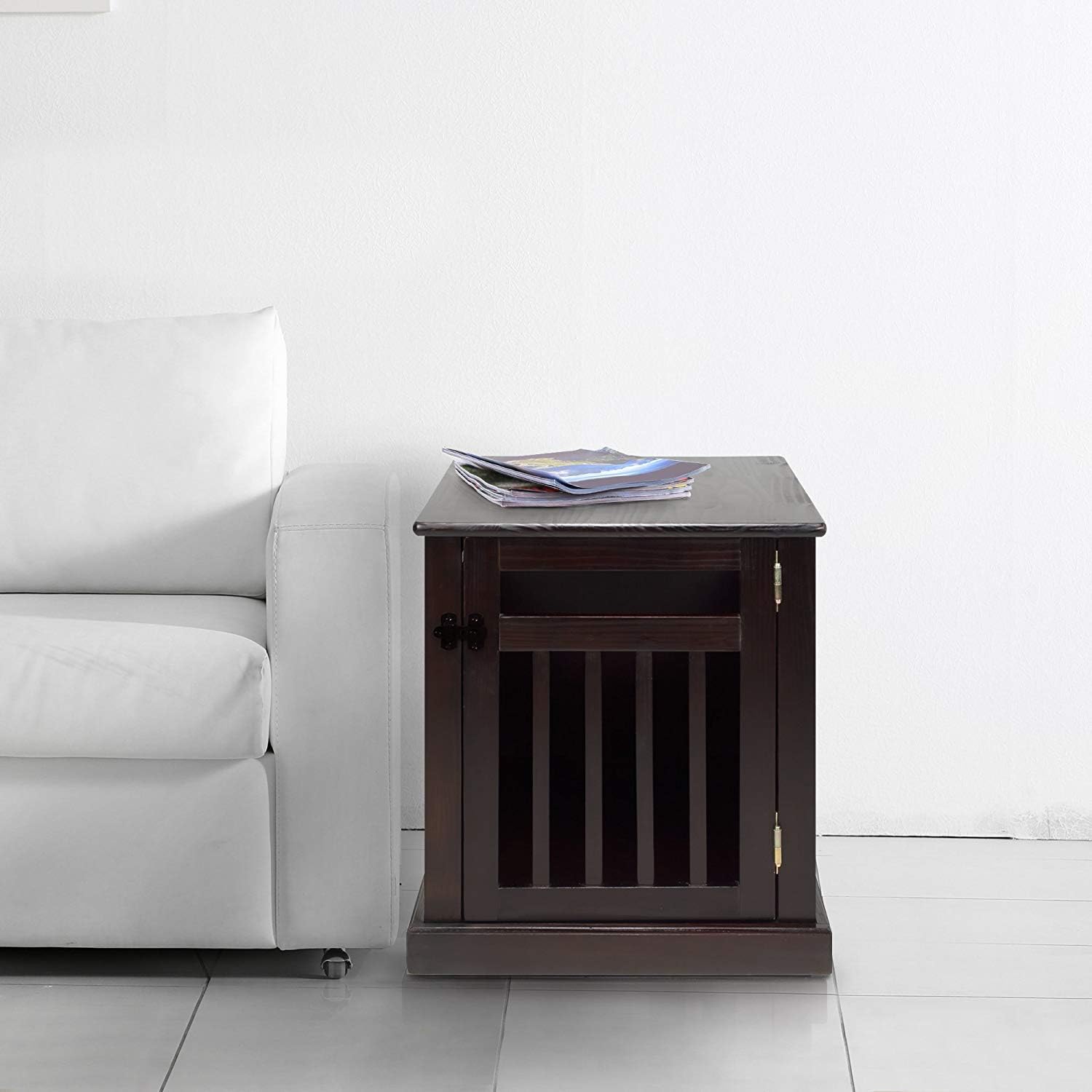 Casual Home Wooden Small Pet Crate, End Table, Espresso,19.5"W x 22.5"D x 22.5"H