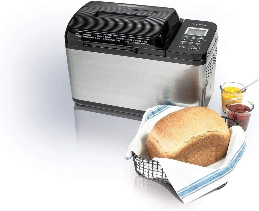 Zojirushi Bb PDC20BA Virtuoso Plus 2 Lb Breadmaker, Black | Gluten-free and whole-wheat programs, dual heaters, 13-hour timer