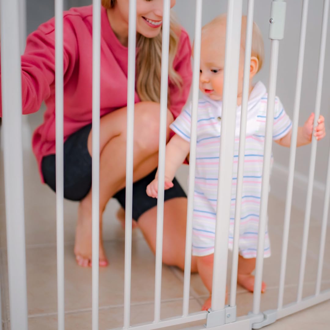Toddleroo by North States - 3 In 1 Metal Superyard Baby Play Yard: 6 Panel Playpen, Safety Gate, or Extra Wide Baby Fence - Encloses Up to 10 Square Feet - 30 Inches Tall - Taupe