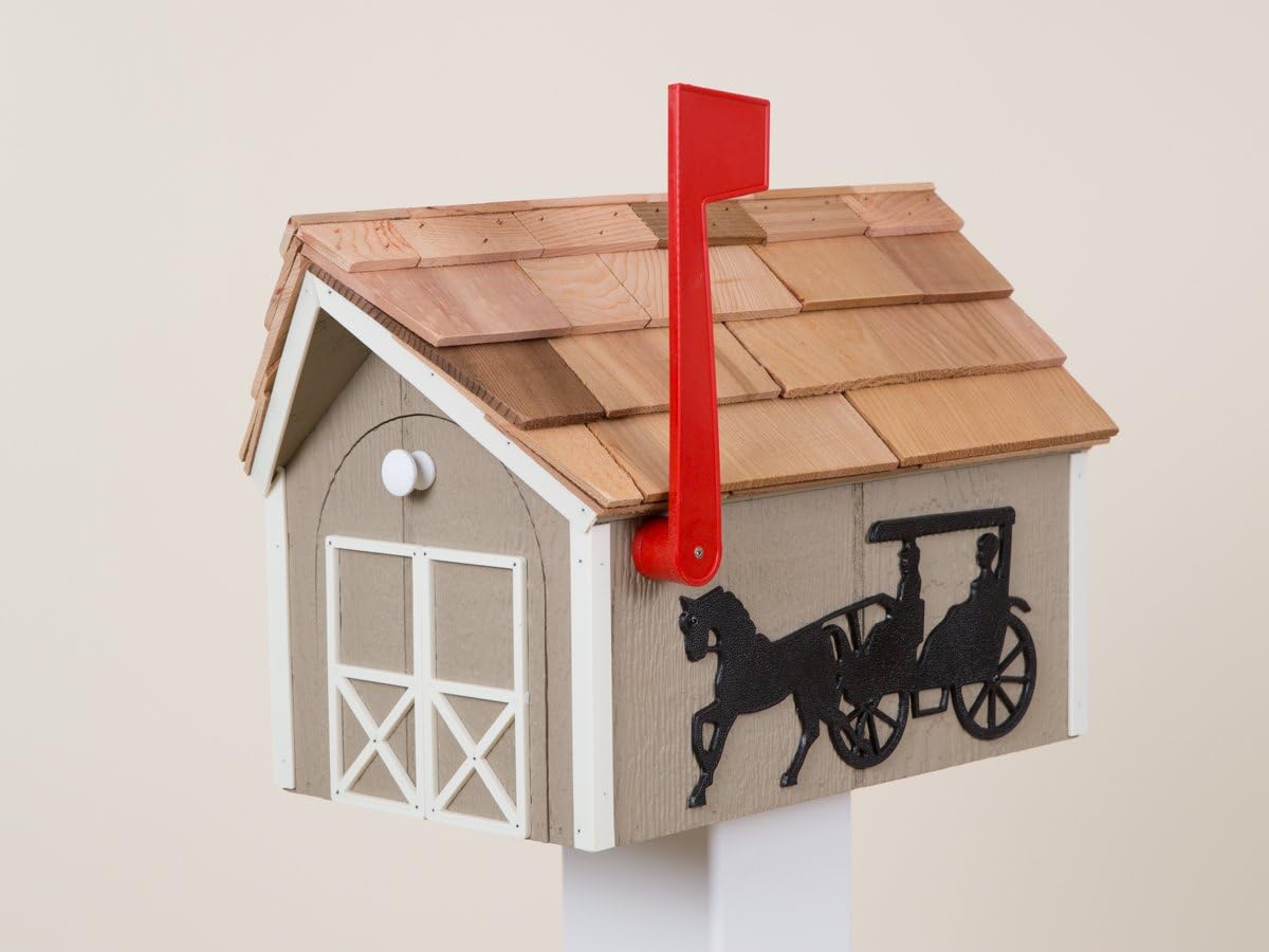 Horse & Carriage Mailbox (Clay with White Trim)