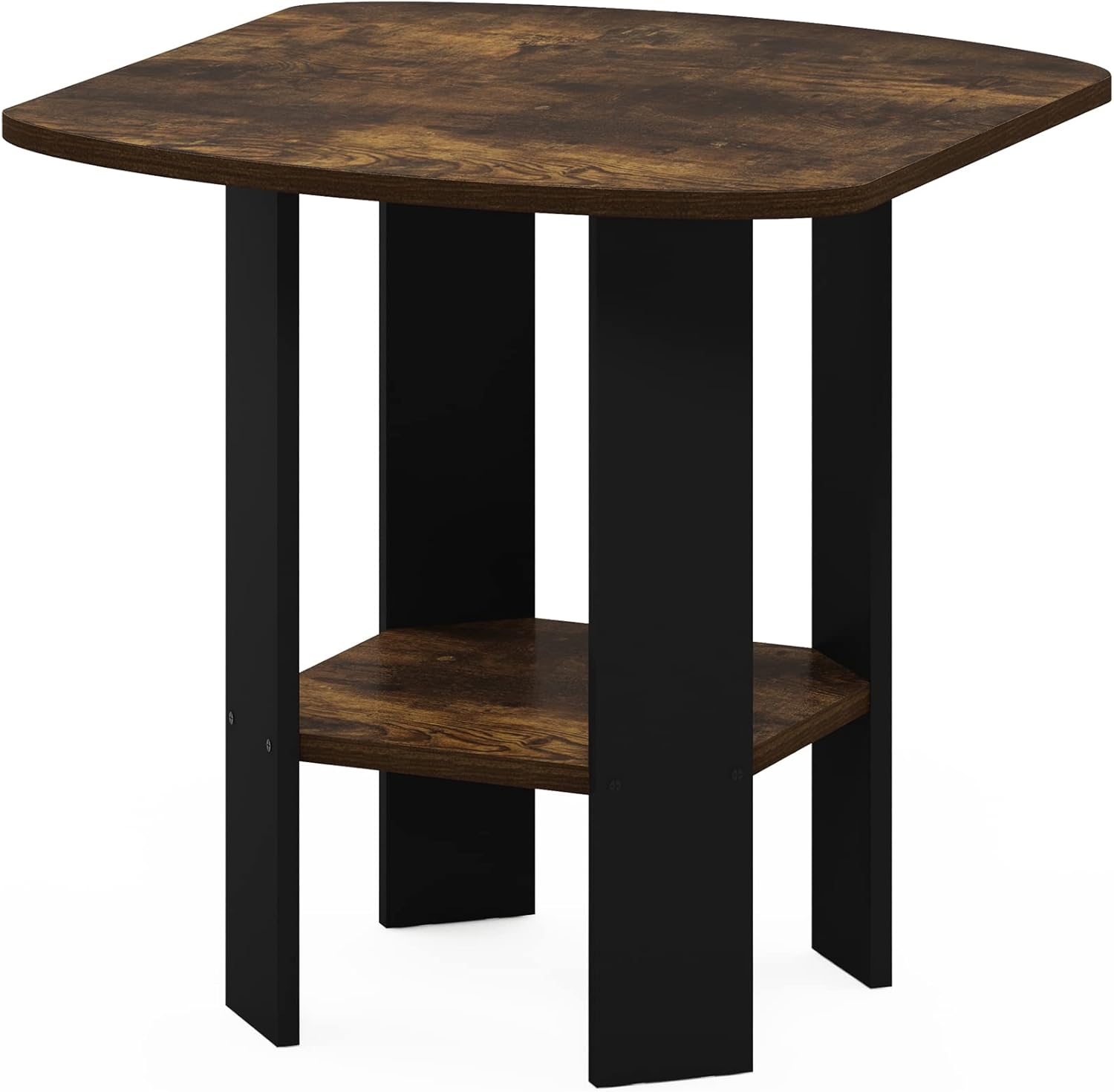 Furinno SIMPLE DESIGN Side Table, 2-Tier Modern End Table with Soft Edges, Open Shelves Night Stand, Bedside Table, for Living Room, Bedroom, French Oak