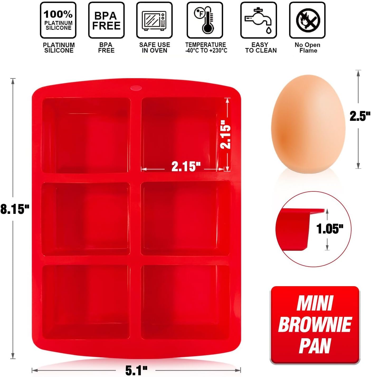 Walfos Silicone Muffin Pan - 6 Cup Non-Stick Silicone Cupcake Pan, Just Release! Food Grade and BPA Free Baking Cups, Perfect for Egg Muffin, Cupcake