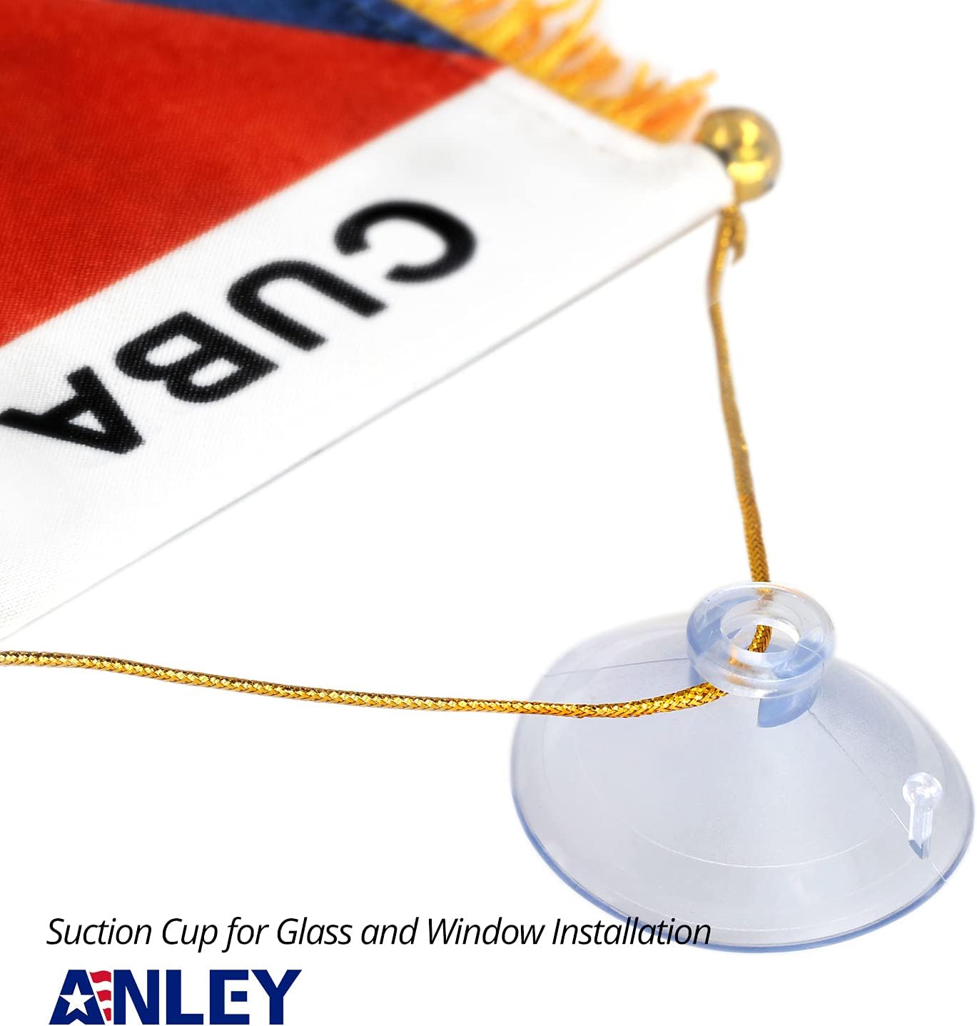 Anley 4 X 6 Inch Nicaragua Fringy Window Hanging Flag - Mini Banner & Car Rearview Mirror Décor - Fringed Nicaraguan Hanging Flag with Suction Cup