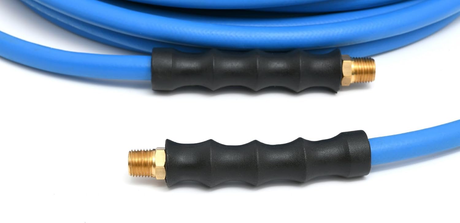 BLUBIRD BB1250 1/2" x 50' Rubber Air Hose, 100% Rubber, Lightest, Strongest, Most Flexible, 300 PSI, 50F to 190F Degrees, Ozone Resistant, High Strength Polyester Braided