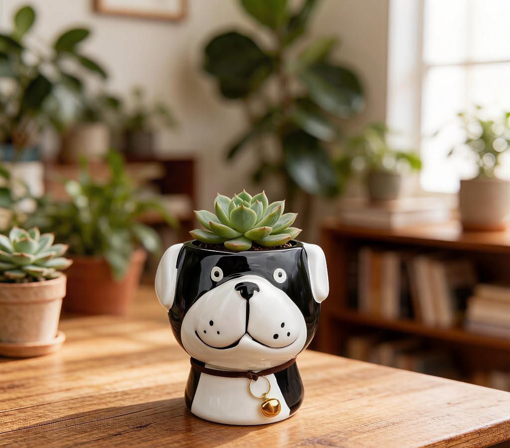Cuteforyou Succulent Pots,Cute Animal Shaped Cartoon Ceramic Succulent Cactus Flower Planters -Plant Not Included，Cat
