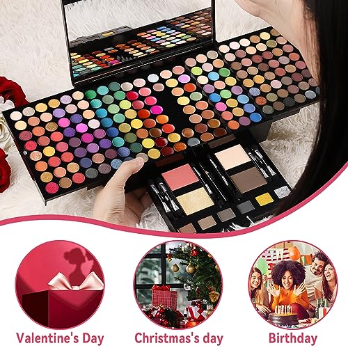 CHARMCODE 190 Colors Cosmetic Make up Palette Set Kit Combination with Eyeshadow Facial Blusher Eyebrow Powder Face Concealer Eyeliner Pencil A