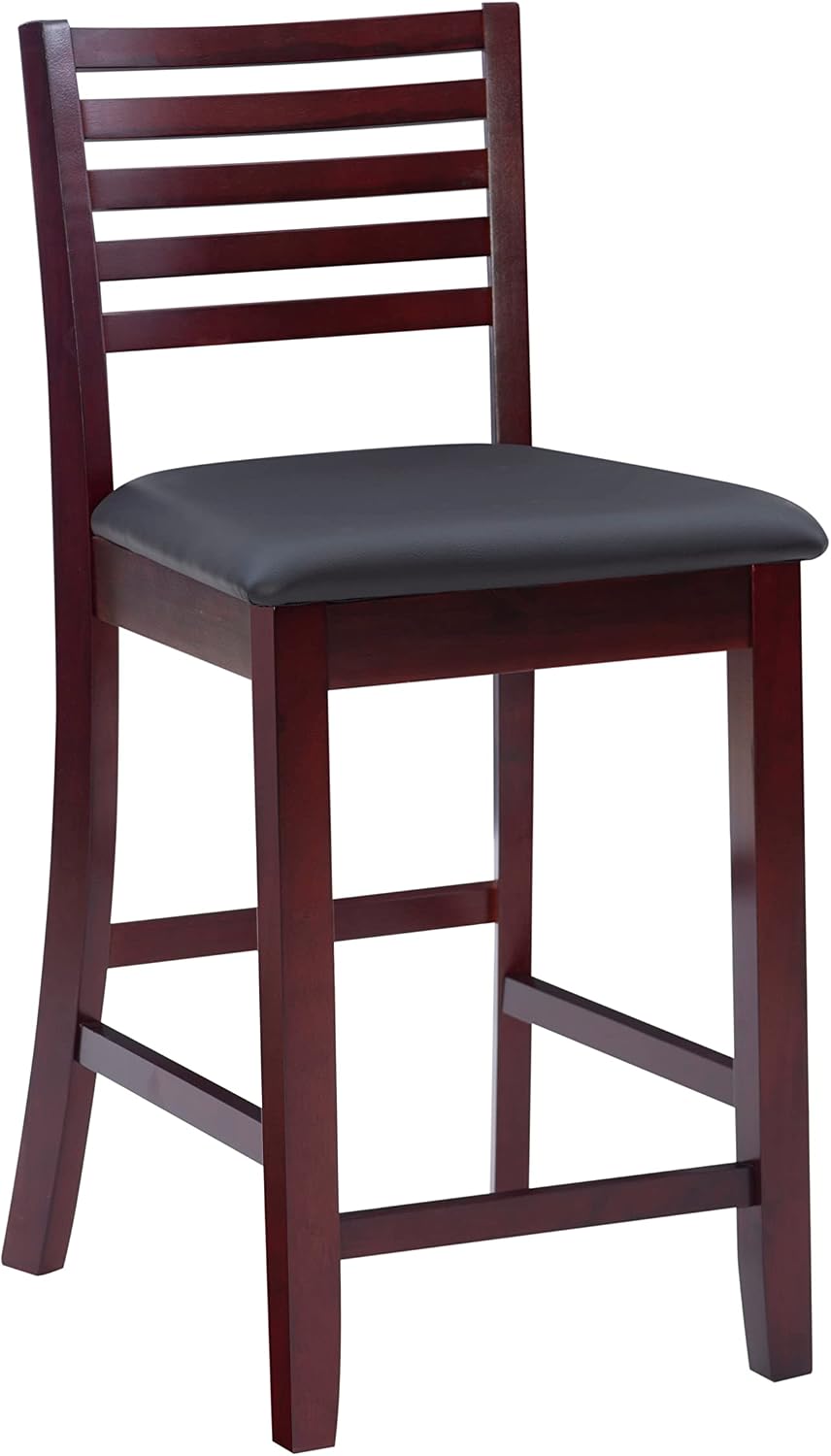 Linon Triena Collection Ladder Counter 24 Stool, 17"W x 20"D x 37"H, Espresso