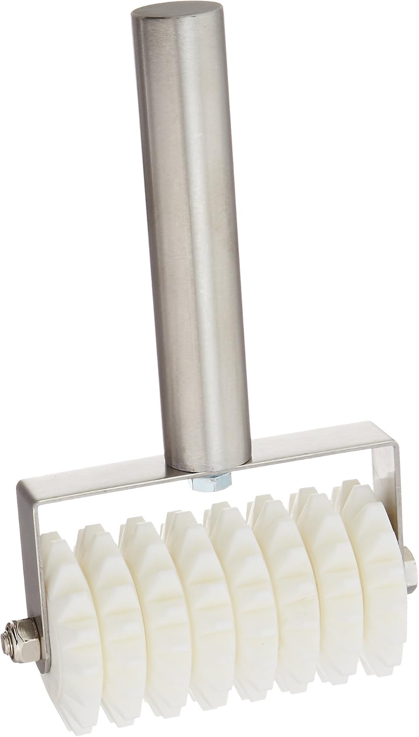 Winco 8-Wheel Dough Roller Docker | Reduces air pockets for better dough texture, Great for Pizza Dough, Pastry Dough, Crusts and Baking Prep