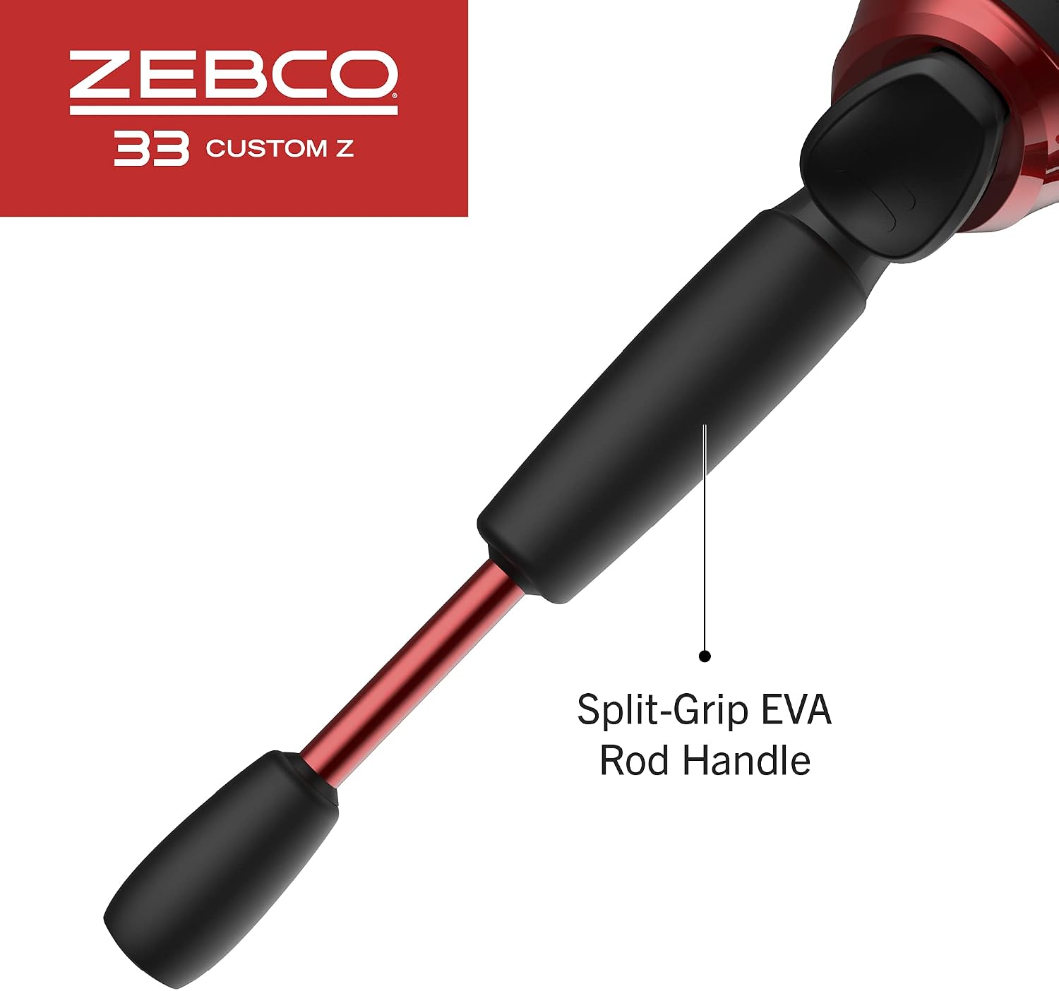 Zebco 33 Custom-Z Spincast Reel and 2-Piece Fishing Rod Combo, 6-Foot Fiberglass Rod with Split-Grip EVA Handle
