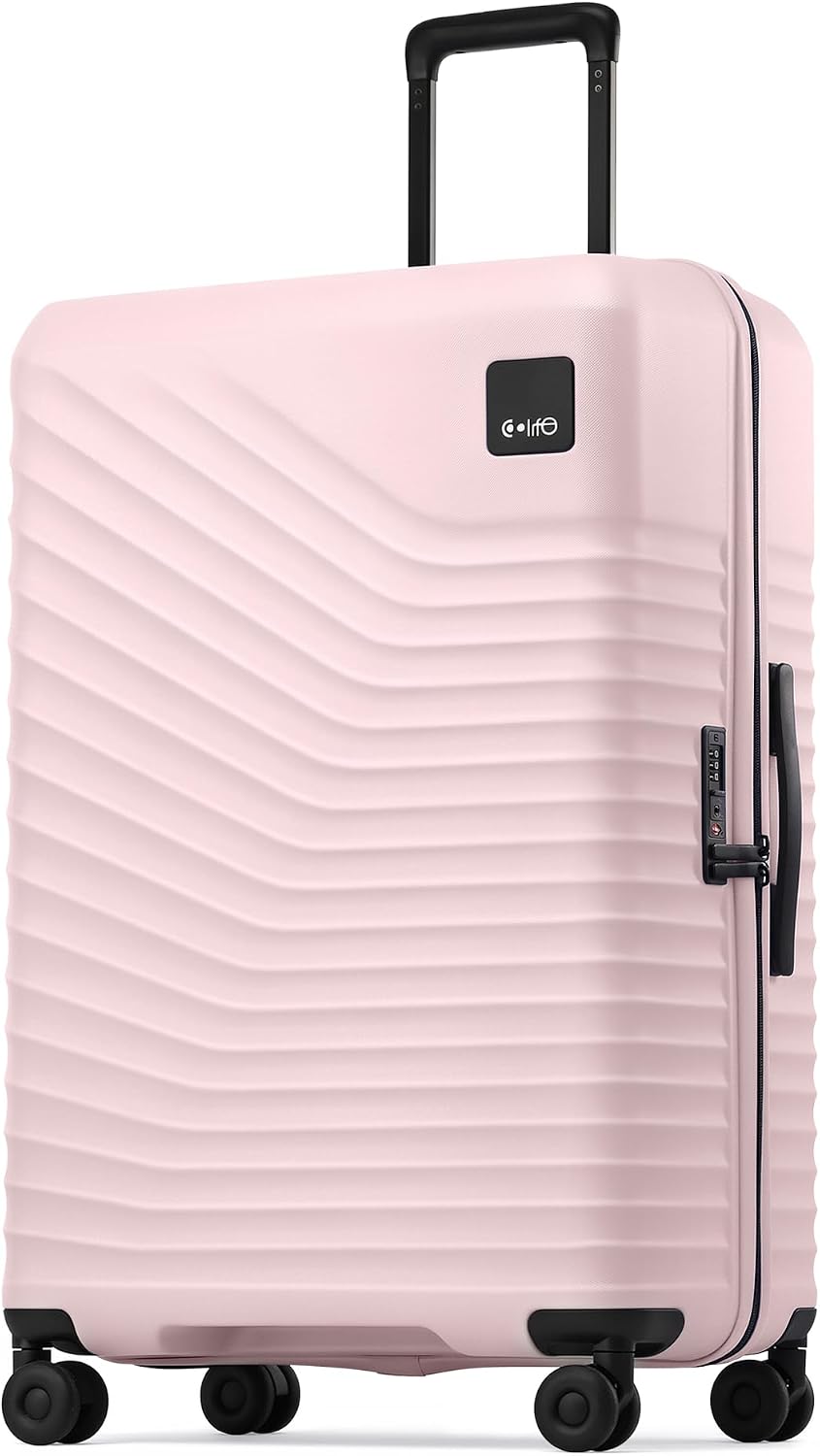 Coolife Luggage Carry-On, Lightweight PC Hardside Suitcase, 20-Inch, Black | Expandable Carry-On, Dual Spinner Wheels, TSA-Approved Lock, Upgraded PC Hardshell, Durable Travel Suitcase