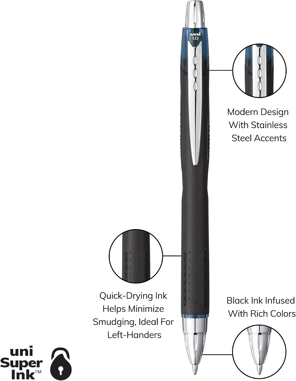 uniball™ Jetstream RT Ballpoint Pens, Black, 1.0mm Medium Point, 12 Count