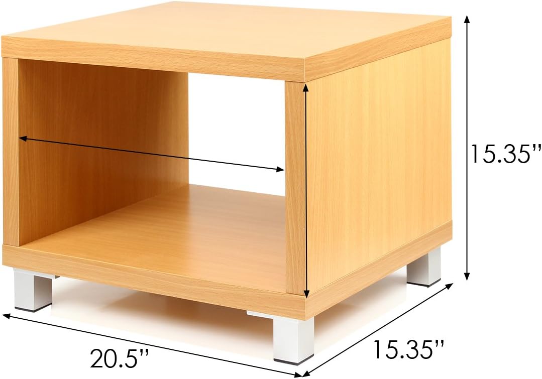 Furinno Turn-N-Tube TV Riser Stand, 2-Tier Small Elevated No Tools TV Stand, TV Console for TV up to 32 inch, 15.8 x 23.8 x 11, for Living Room, Bedroom, French Oak/Black