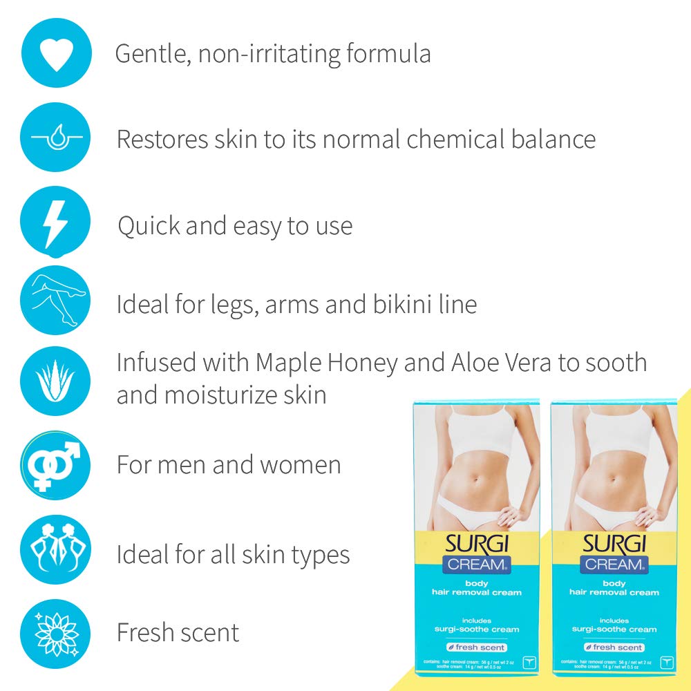 Surgiwax Facial Hair Removal Cream for Women – Depilatory Cream for Face, Neck, & Sensitive Skin, Professional Hair Remover, 1 oz