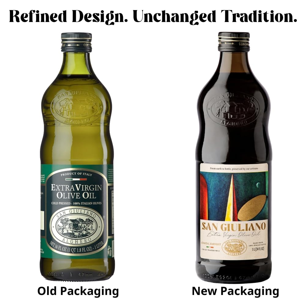 Polyphenol Rich Extra Virgin Olive Oil by San Giuliano, Pure 100% Italian EVOO from Italy, Cold Pressed for Everyday Cooking, Non-GMO Certified, Sustainably Farmed, 750 ML Bottle