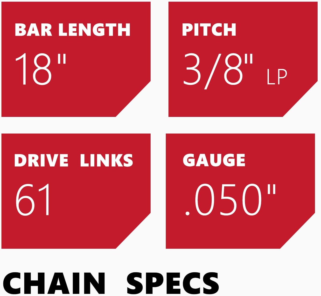 KAKEI 18 Inch Chainsaw Chain 3/8" LP Pitch .050" Gauge 62 Drive Links Fits Poulan, Kobalt, Echo, Ego