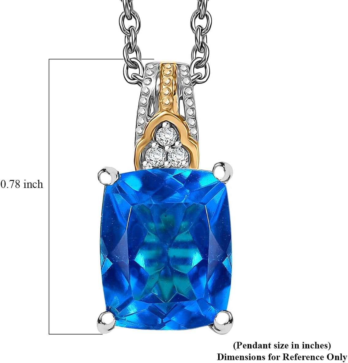 Caribbean Quartz Zircon 4.40 ctw Pendant Steel Necklace 20"