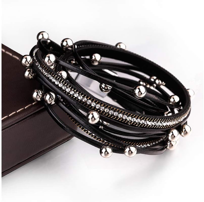 Fesciory Leather Wrap Bracelets for Women, Boho Western Layered Jewelry