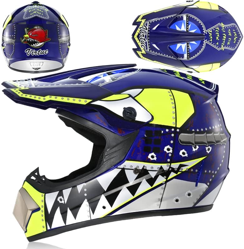 Motocross Offroad Helmet Dirt Bike Street Helmet Motorcycle Helmets ATV BMX MX Helmet with Gloves Goggles Mask for Unisex Youth Kids DOT / FMVSS 218