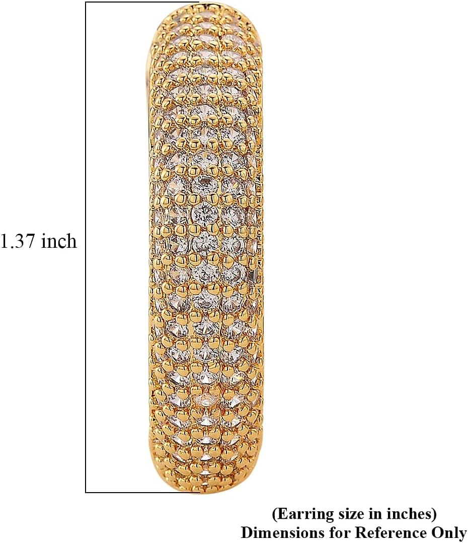 Cubic Zirconia Hoop Earrings in Goldtone