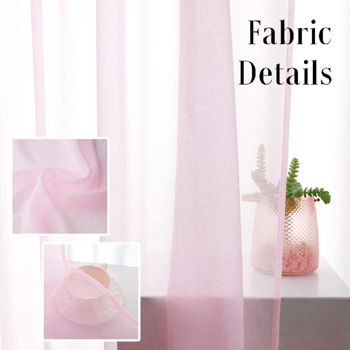 Off White Semi Sheer Curtains 72 Inches Long Faux Linen Off White Sheers Curtain for Bedroom Living Room Girls Kids Room 2 Panels 52x72 Inch Length