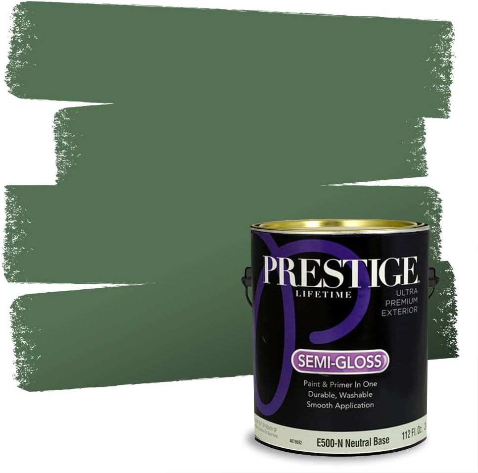 PRESTIGE Paints Exterior Paint and Primer In One, 1-Gallon, Semi-Gloss, Comparable Match of Sherwin Williams* Shamrock*