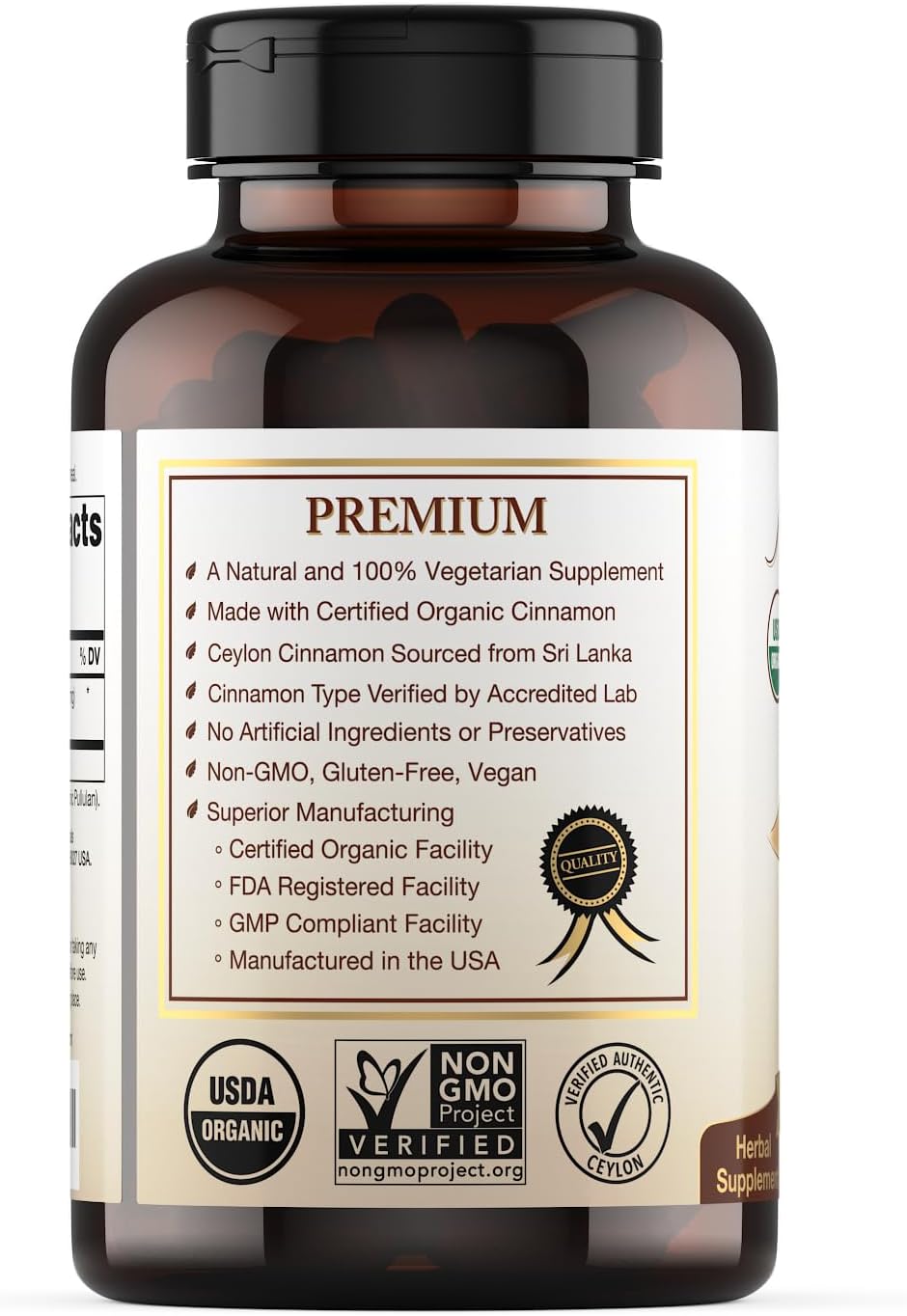 Organic Ceylon Cinnamon Supplement, 120 Capsules