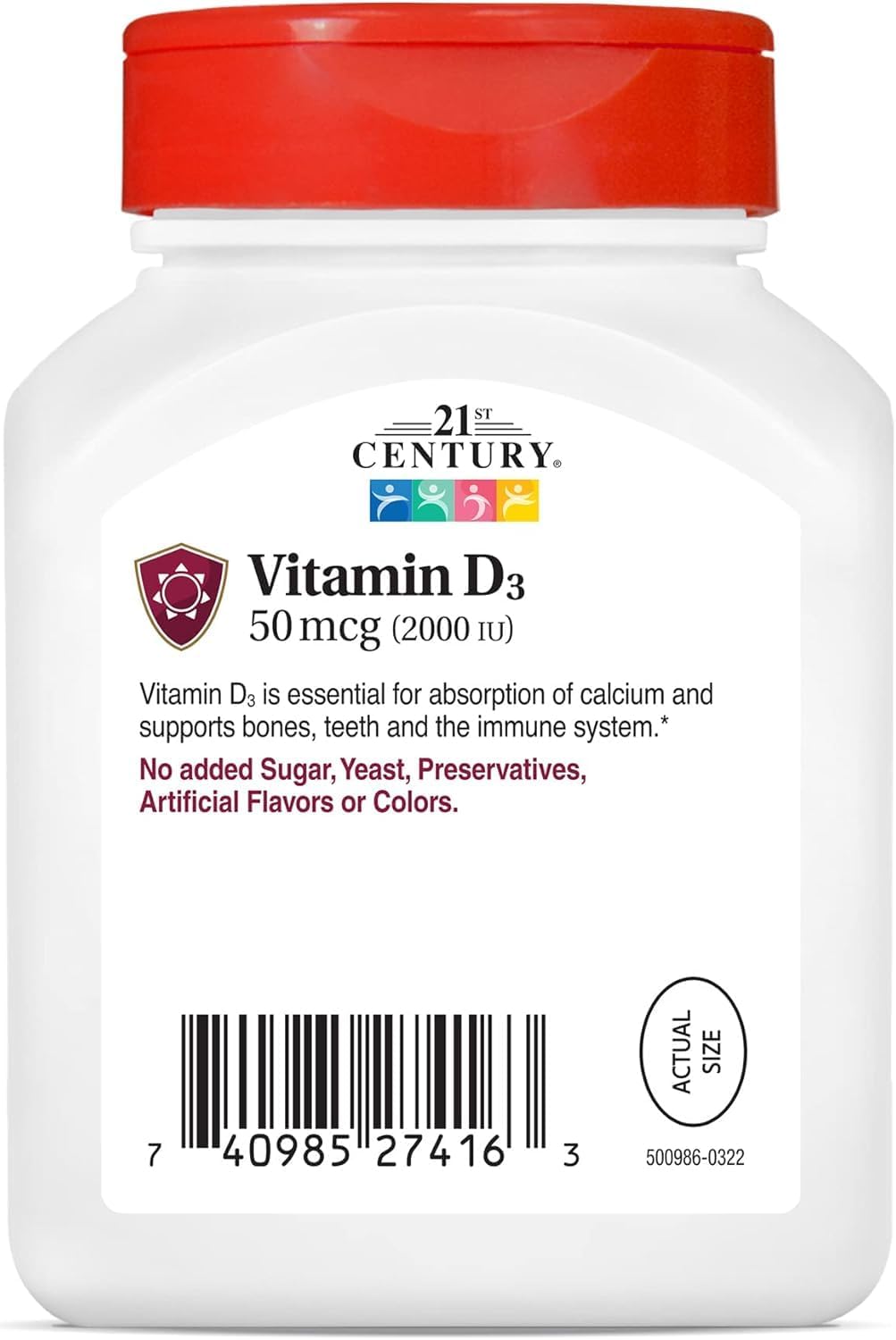 21st Century Vitamin D3 2000 IU Softgels, Bone & Immune, 250 Count | Vitamin D3 2000 IU Fast-Release Liquid Softgels, Bone Health, Immune Support & Calcium Absorption, Value 250-count Bottle