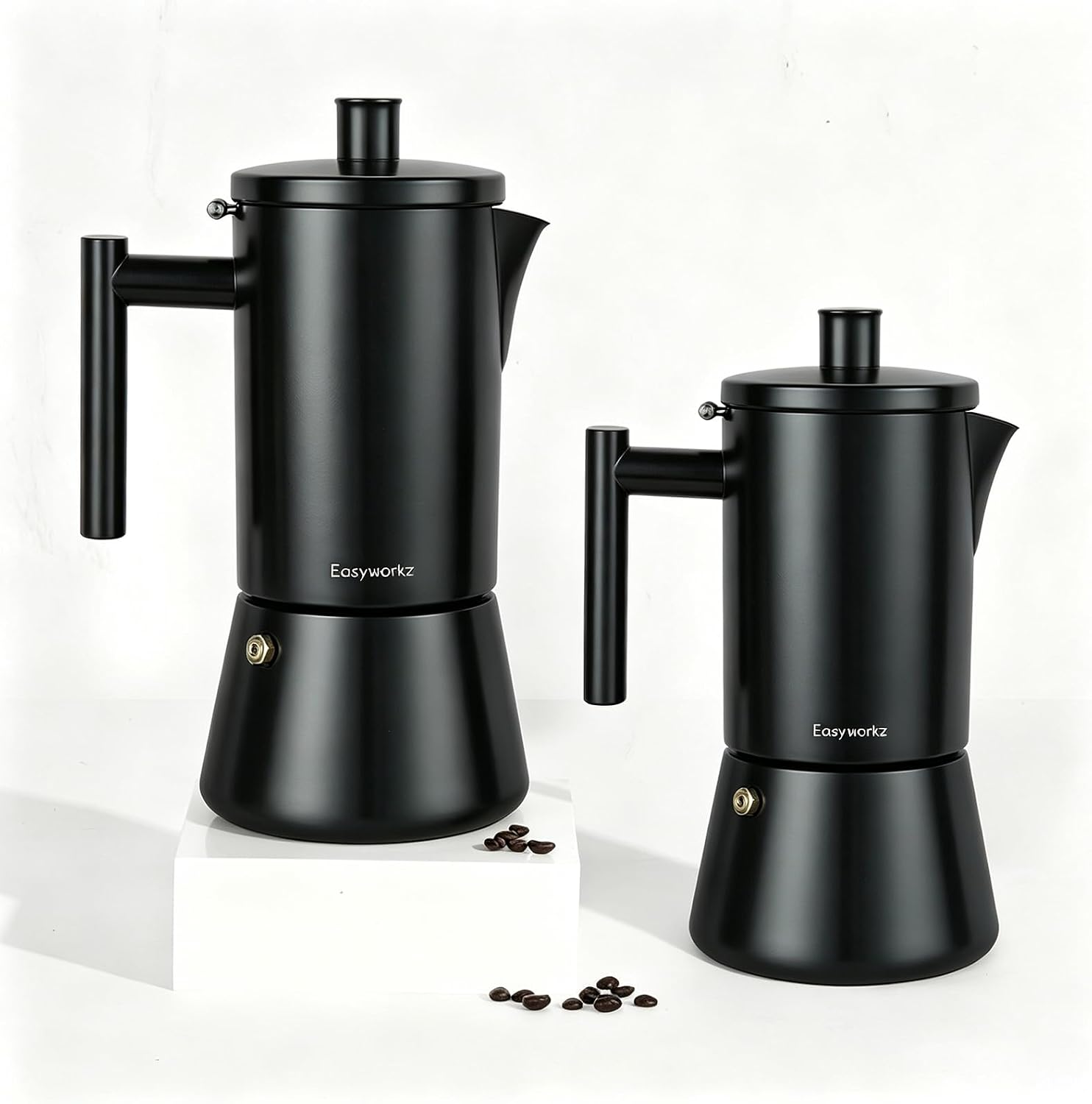 Easyworkz Diego Stovetop Espresso Maker Stainless Steel Italian Coffee Machine Maker 6Cup 10 oz Moka Pot Induction Espresso Pot
