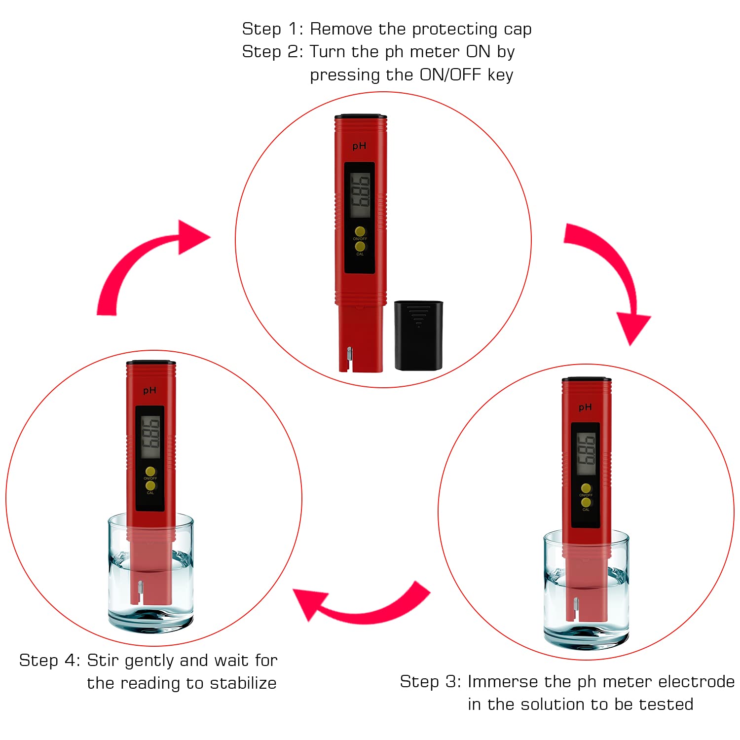 Digital pH Meter Tester Pen for Water, Pre-Calibrated, High Accuracy ±0.01, 0–14 pH Range, Pocket Size for Drinking Water, Pool