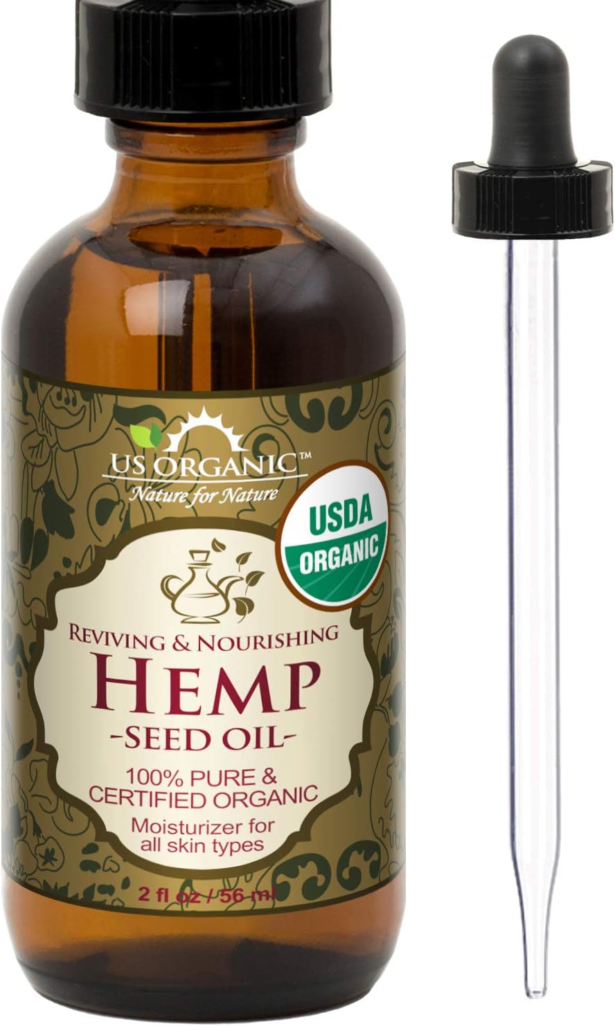 US Organic Moroccan Argan Oil, USDA Certified Organic,100% Pure & Natural, Cold Pressed Virgin, Unrefined, 2 Oz in Amber Glass Bottle, for Hair treatment, Skin, Nail, Cuticle, Sourced from Morocco.