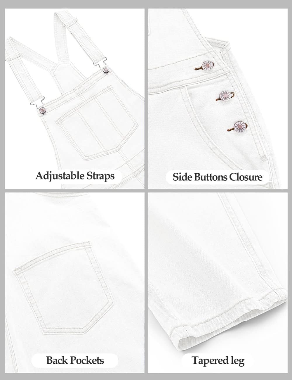 Vetinee Womens Classic Adjustable Straps Pockets Denim Bib Overalls Jeans Pants