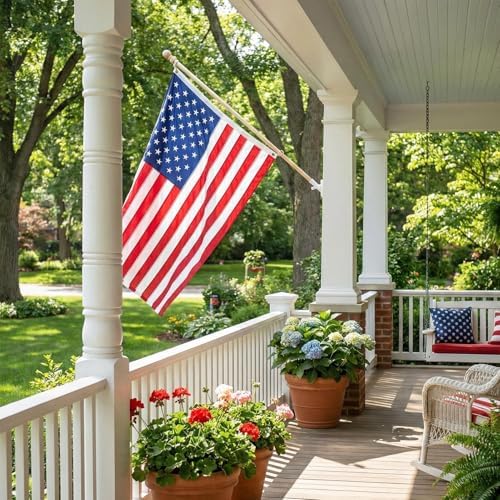TOPFLAGS American Flag 4x6 Heavy Duty Outdoor US Flags for Outside Embroidered Stars USA Banner Sewn Stripes with Brass Grommets Vibrant Color