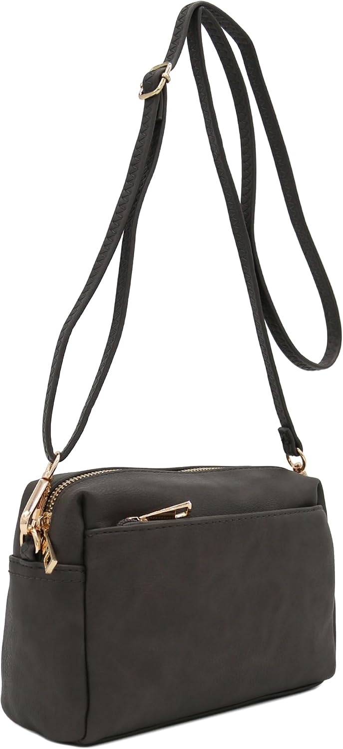 Triple Zip Small Crossbody Bag