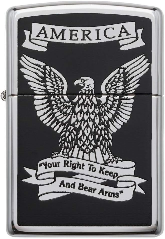 Zippo Eagles Dare Pocket Lighter - Refillable Flip-Top Windproof Lighters - Fierce Soaring Eagle Patriotic Design Pocket Lighters - Luxury Metal Lighter Made in USA