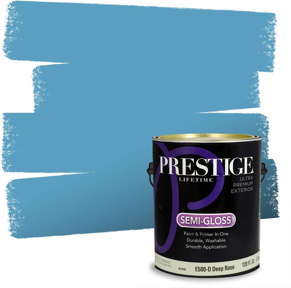 PRESTIGE Paints Exterior Paint and Primer In One, 1-Gallon, Semi-Gloss, Comparable Match of Sherwin Williams* Nifty Turquoise*