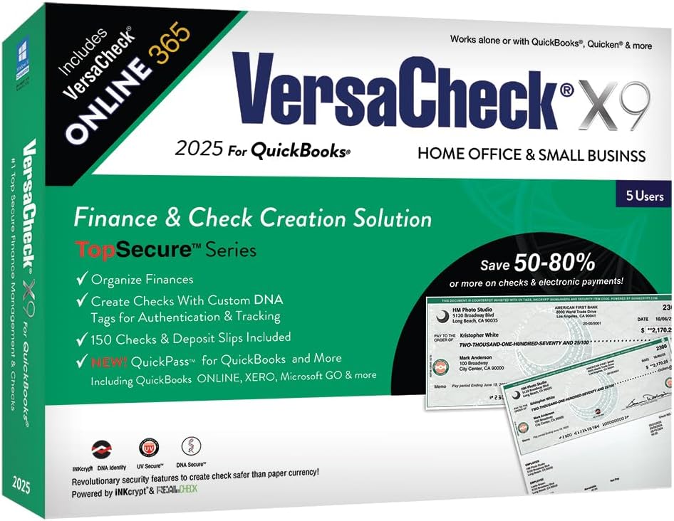 VersaCheck X9 2025 for QuickBooks – 5 Users + VersaCheck ONLINE Gold 1yr Sub Bundle