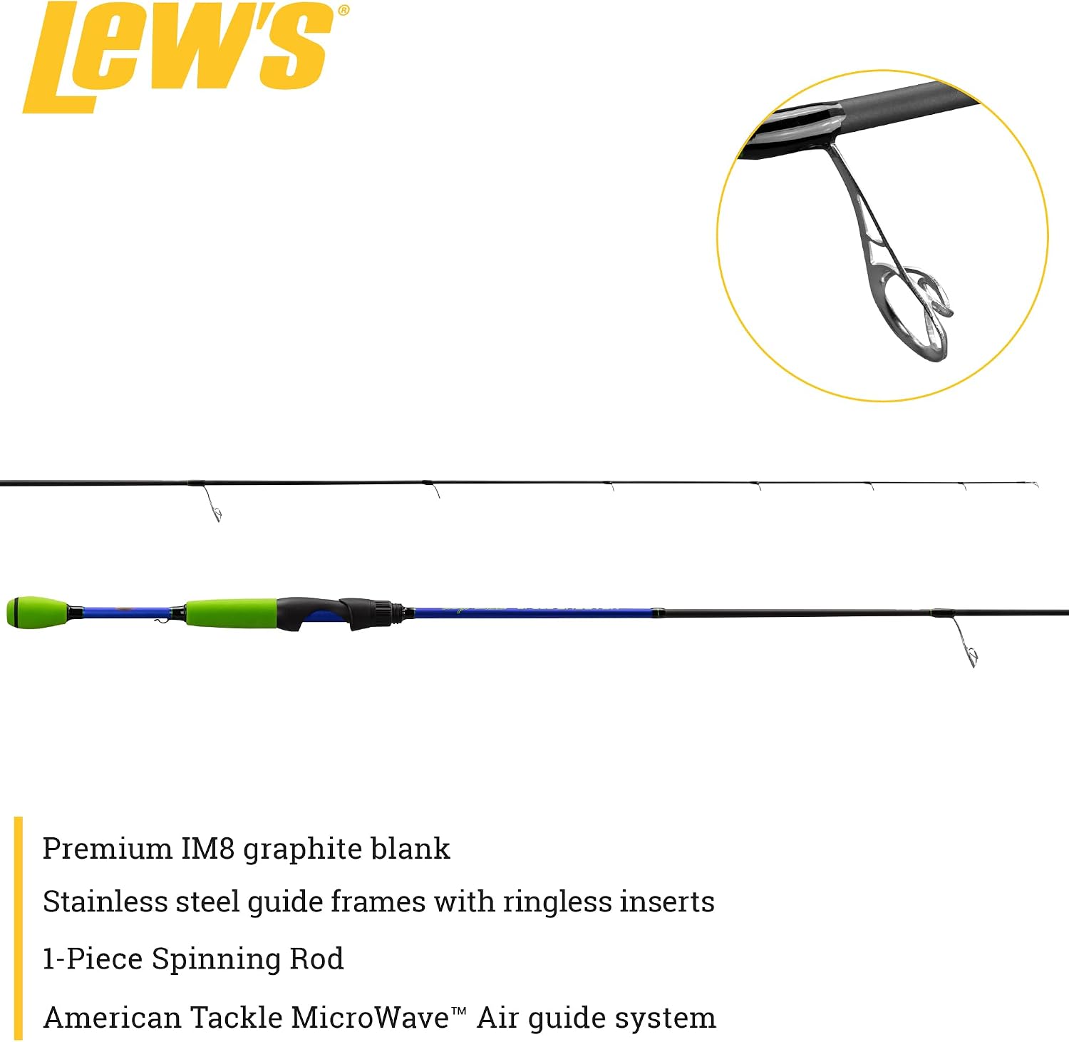Lew's Wally Marshall Speed Shooter Fishing Rod, 1-Piece IM8 Graphite Blank, Stainless Steel Guides, Split-Grip EVA Handle