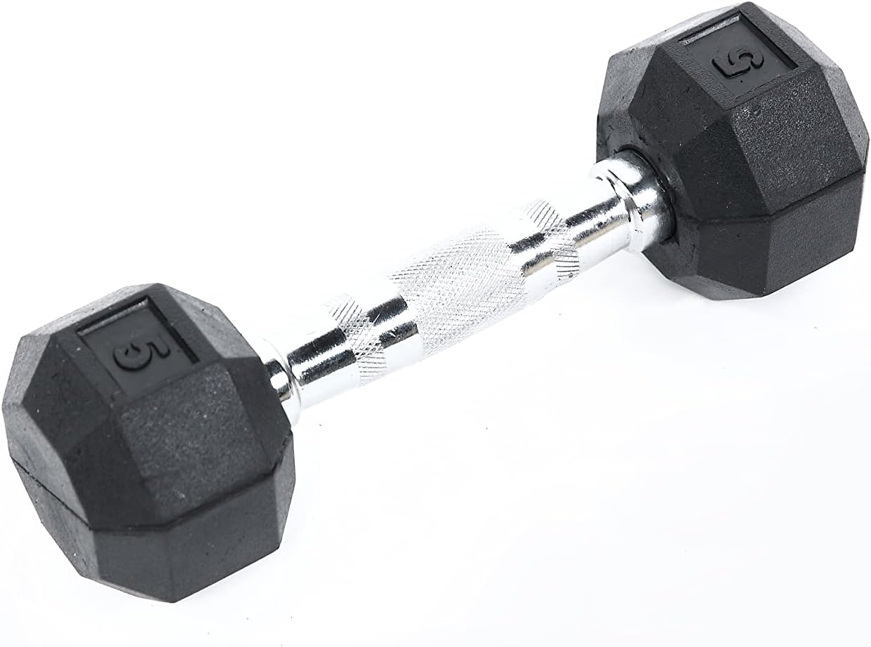 Ader Octagon Deluxe Professional Rubber Dumbbell Contoured Handle, Sold As 1 Piece (2 Lbs-120 Lbs)