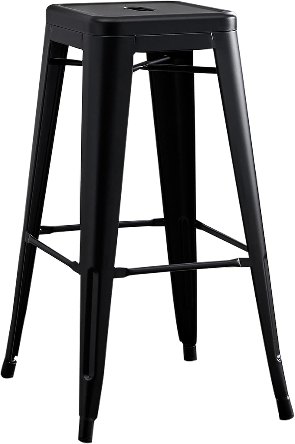AC Pacific 30” Metal Barstool Set of 2 – Country Rustic Style with Low Back, Lightweight & Sturdy Build, Easy Assembly – Matte Black
