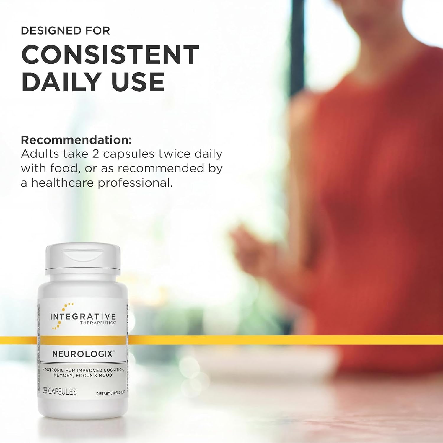 Integrative Therapeutics Neurologix - with Saffron and CDP-Choline - Nootropic Supplement for Brain Health*- Focus* - Memory Support* - Vegan
