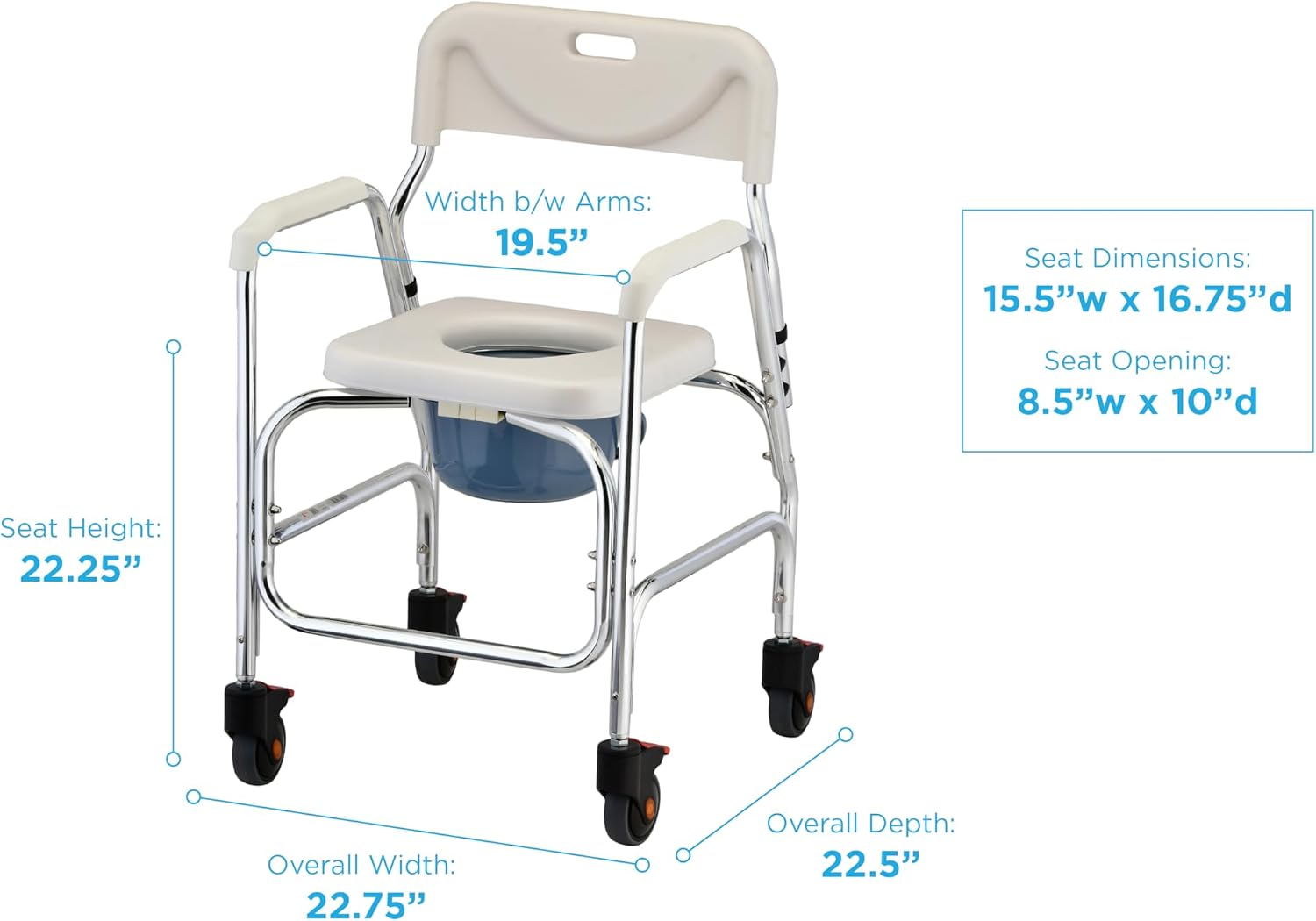 NOVA Shower Chair and Commode with Locking Wheels