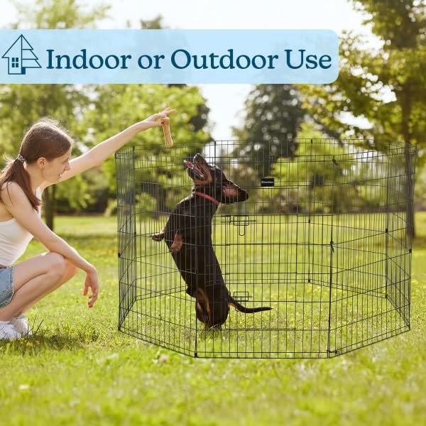 Puppy Playpen - Foldable Metal Exercise Enclosure with Eight 24-Inch Panels - Indoor/Outdoor Fence for Dogs, Cats, or Small Animals by PETMAKER