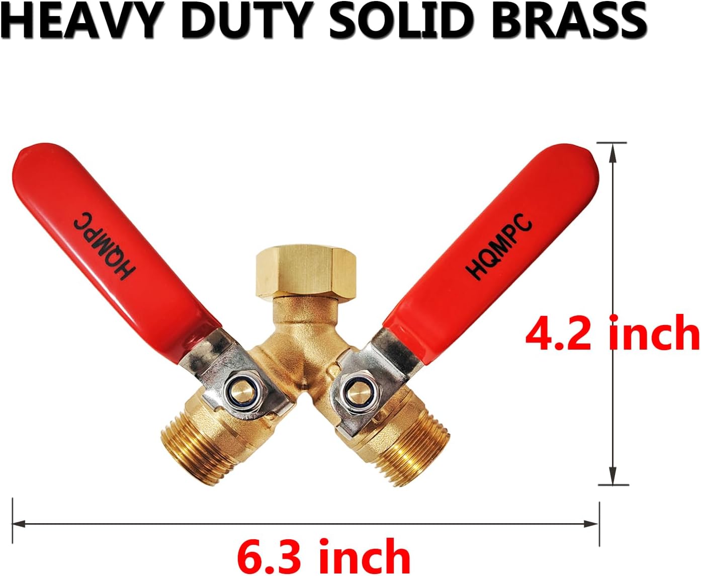 HQMPC Brass Garden Hose Y Valve Hose Splitter Water Garden Hose Adapter 2 Way 3/4" GHT Thread